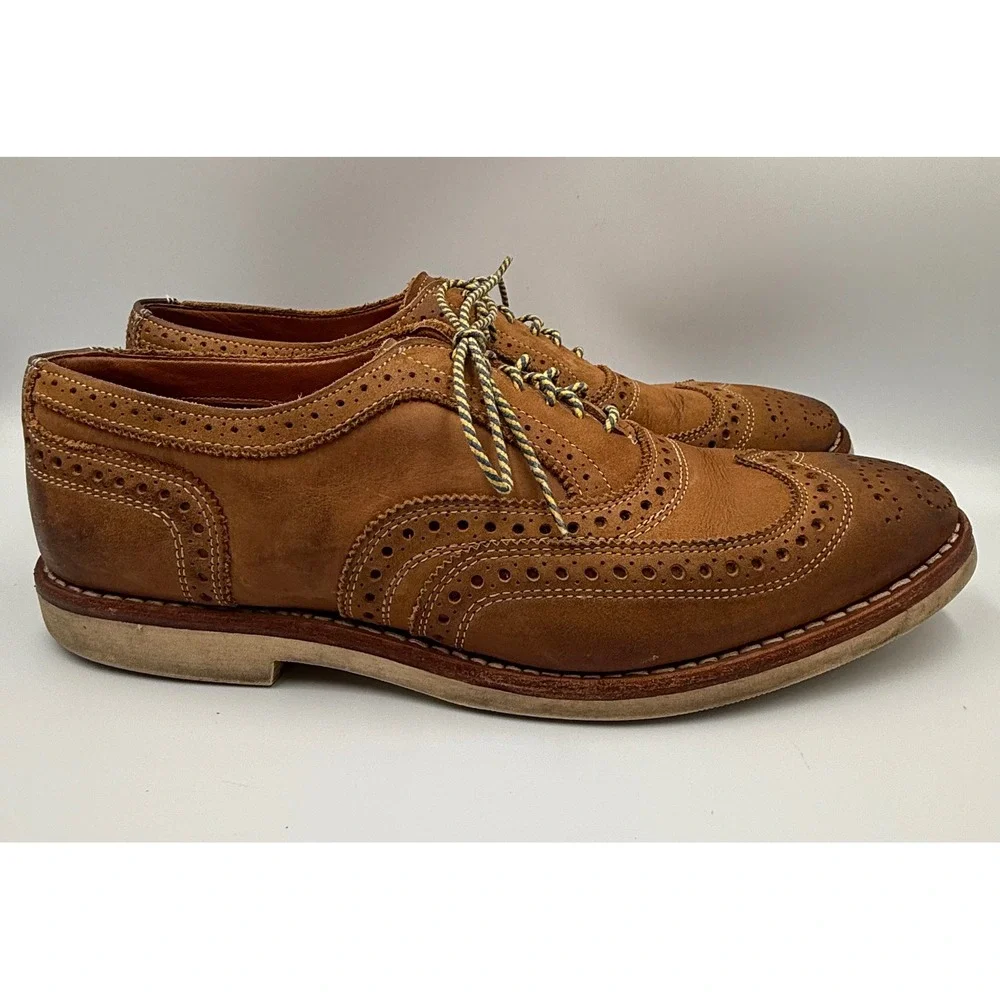 Allen Edmonds Brooks Brothers Mens 9.5 D Wingtip Oxford Leather Shoes Tan
